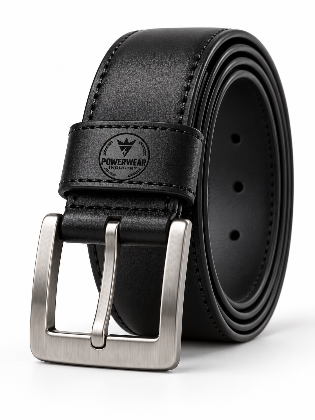 Wholesale Black Silver Buckle Leather Belt - Custom Manufacturing | Power Wear Industry