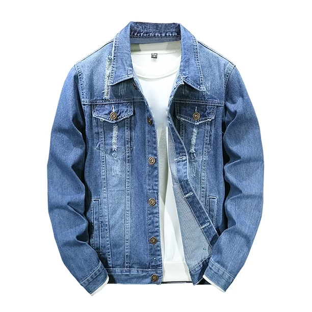 Wholesale Distressed Medium Wash Denim Jacket - Custom Denim Manufacturing