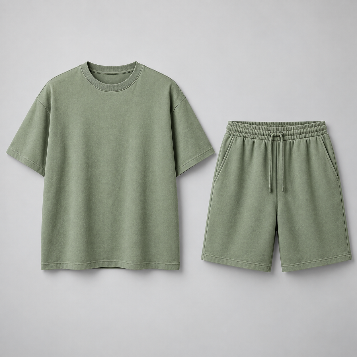 Sage Green T-Shirt and Shorts Set