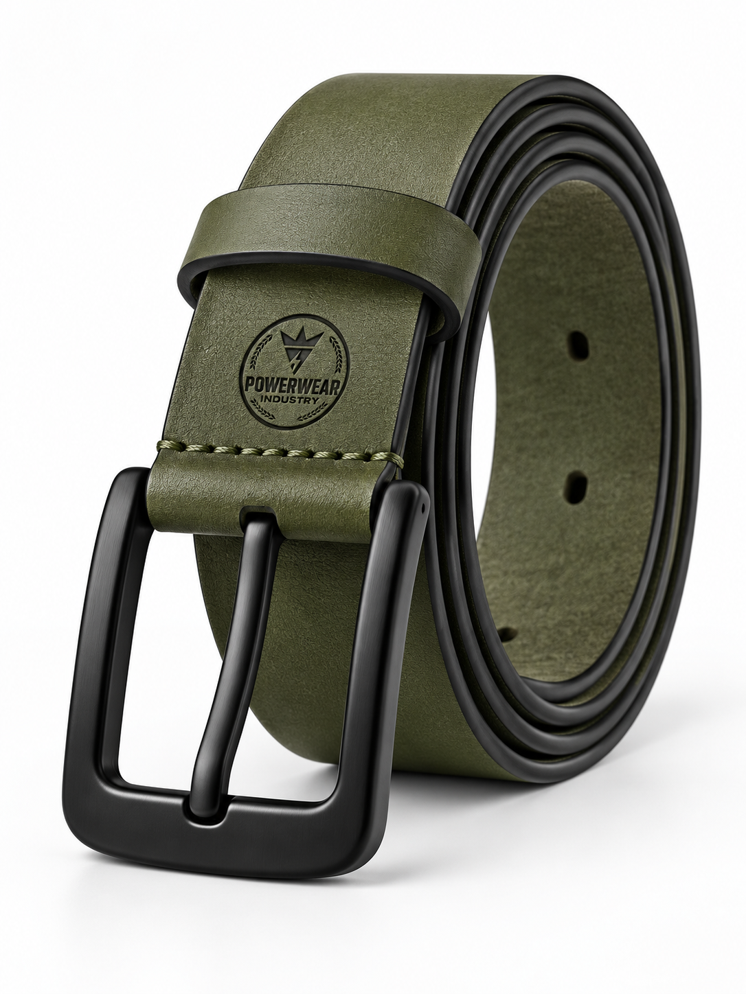 Wholesale Olive Black Buckle Leather Belt - Custom Manufacturing | Power Wear Industry