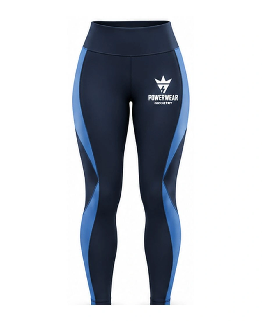 Side-Pocket Moisture-Wicking Running Leggings by Power Wear Industry with branded crest