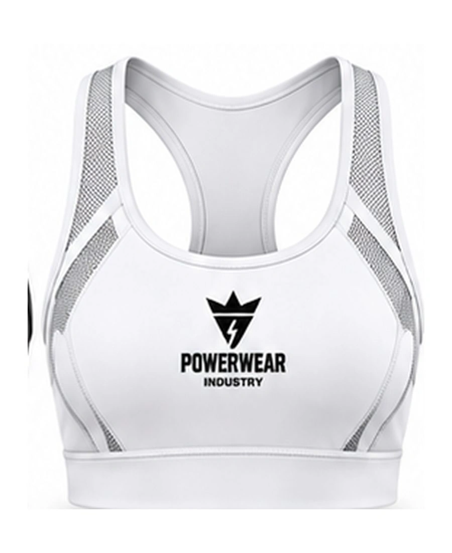 Ribbed Longline Medium-Support Yoga Crop Top by Power Wear Industry with branded crest