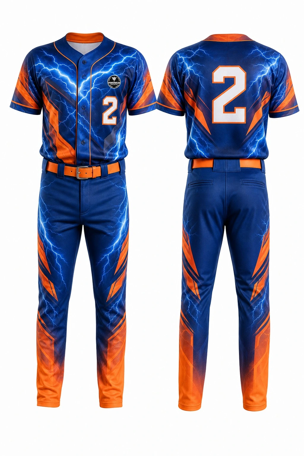 Custom Baseball Uniform — Design 01 by Power Wear Industry with left-chest logo