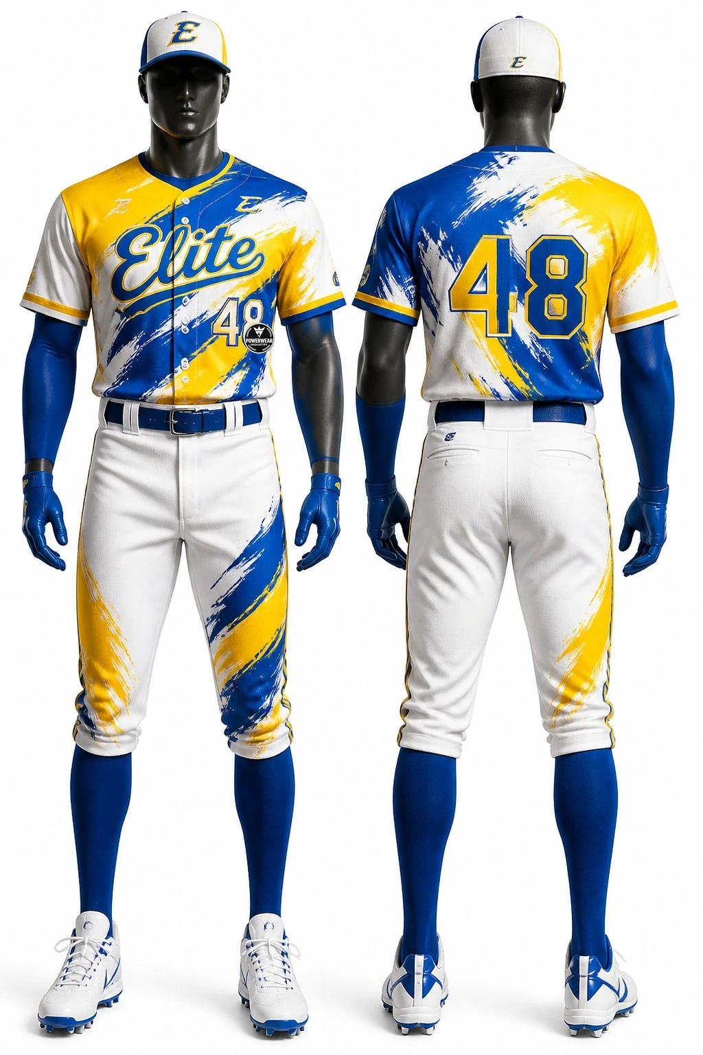 Custom Baseball Uniform — Design 11 by Power Wear Industry with left-chest logo