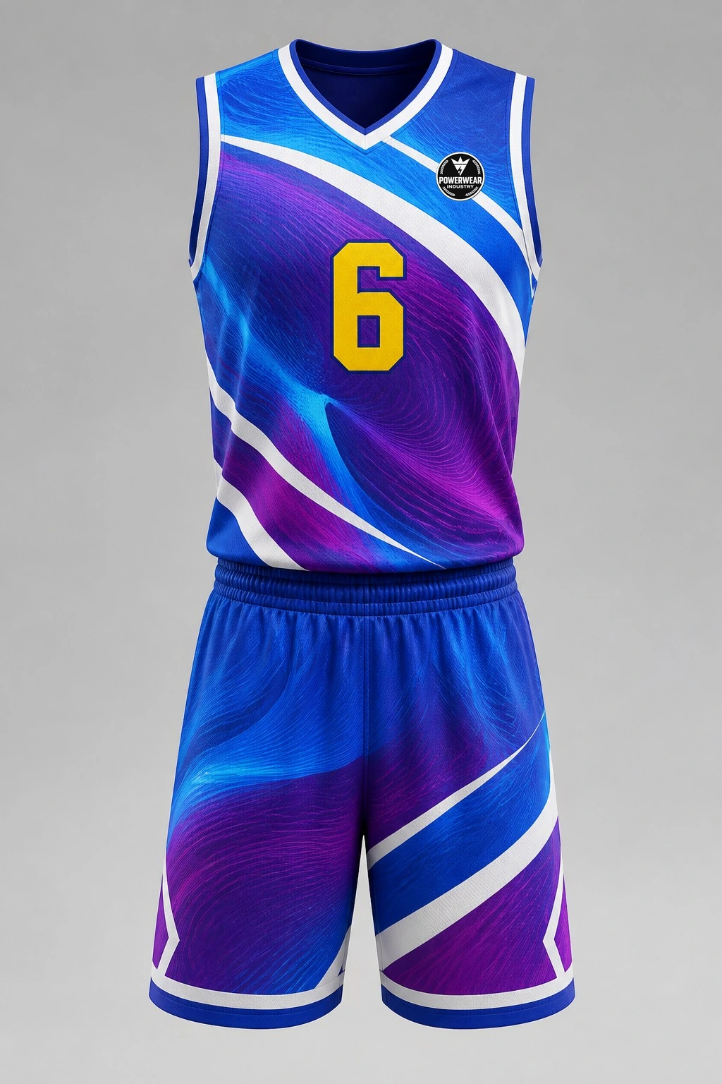 Custom Basketball Uniform — Design 02 by Power Wear Industry with left-chest logo