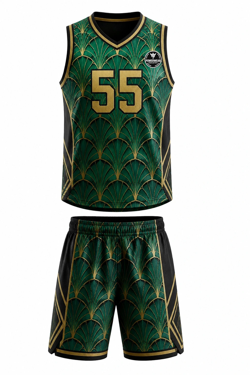 Custom Basketball Uniform — Design 12 by Power Wear Industry with left-chest logo