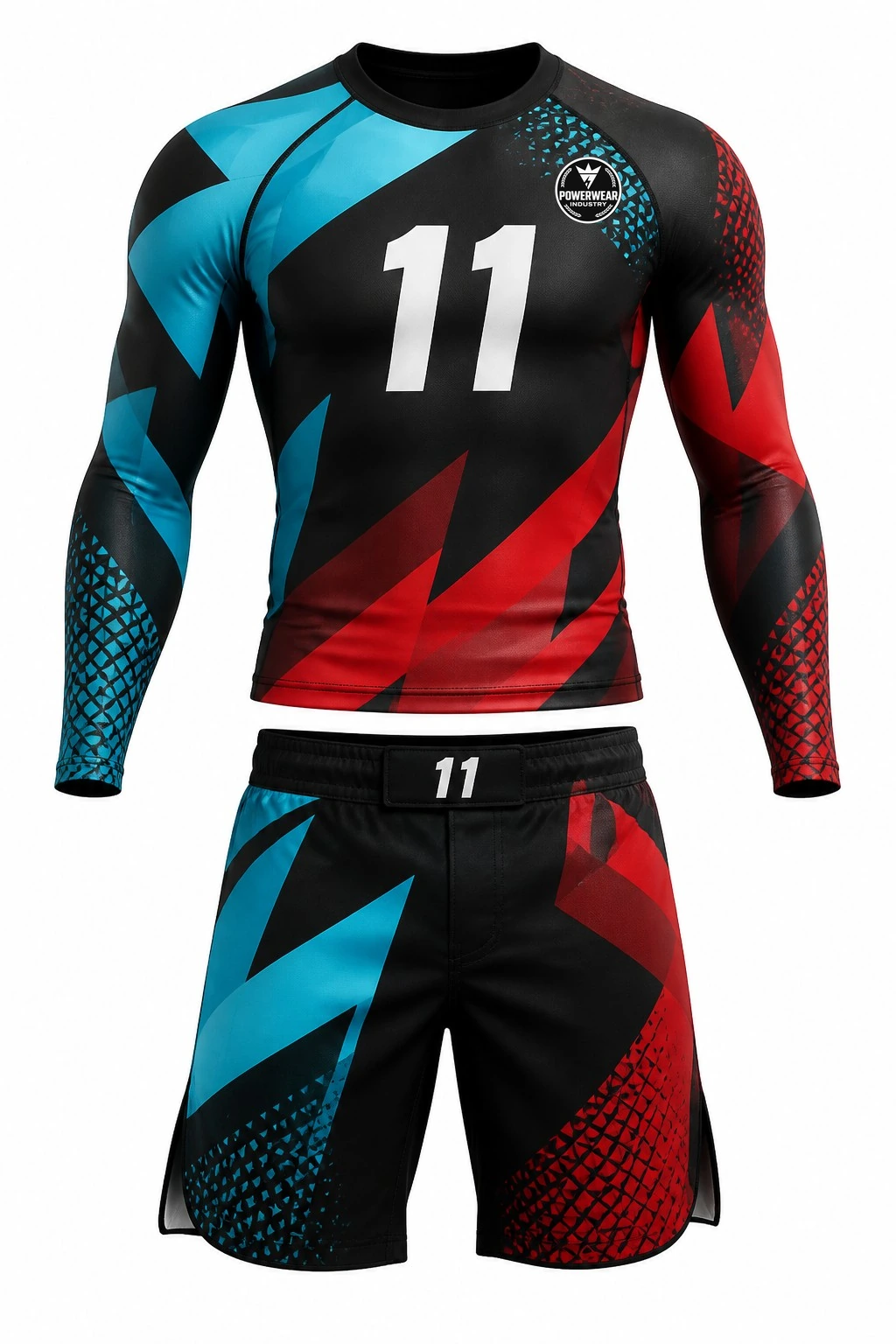 Custom MMA Set — Design 01 by Power Wear Industry with left-chest logo