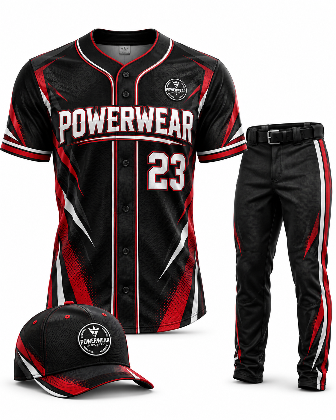 Black Red Baseball Uniform - Powerwear Industry