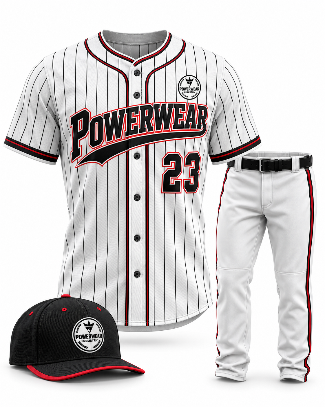 White Pinstripe Baseball Uniform - Powerwear Industry