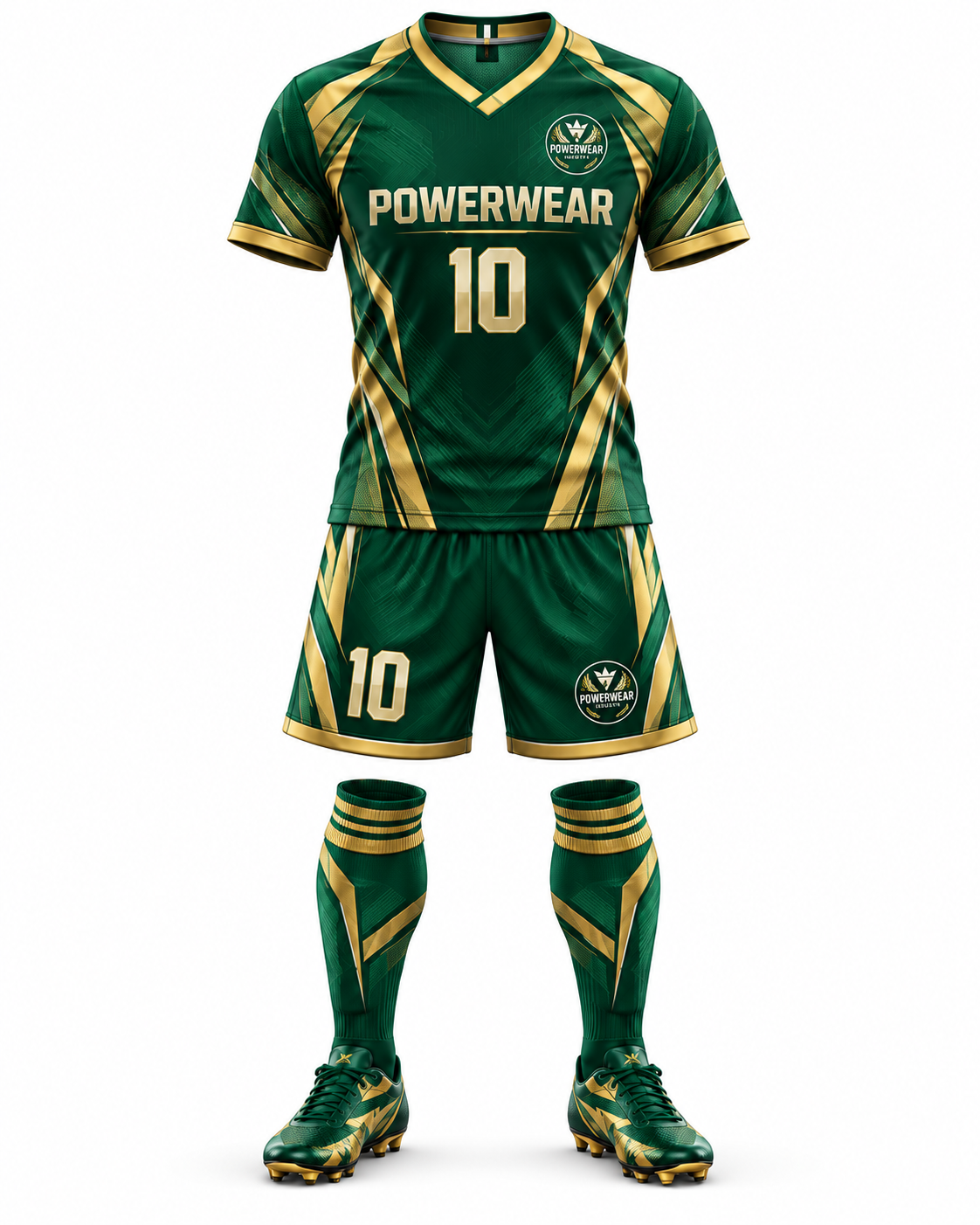 Wholesale White Green Striped Football Uniform - Custom Manufacturing | Power Wear Industry